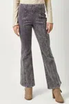 Mystree Washed Corduroy Flare Pants In Vintage Gray In Yellow