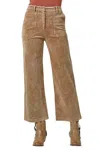 Mystree Washed Corduroy Trousers In Sand In Beige