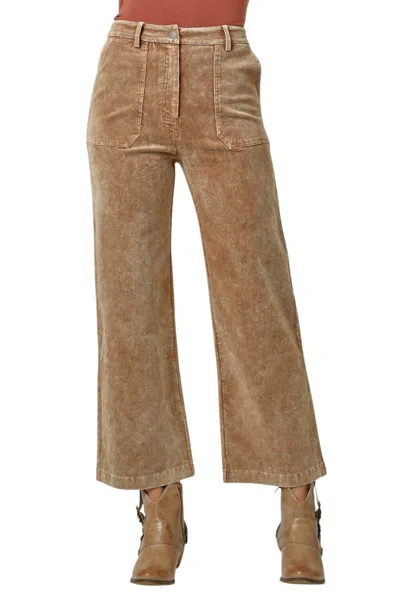 Mystree Washed Corduroy Trousers In Sand In Beige