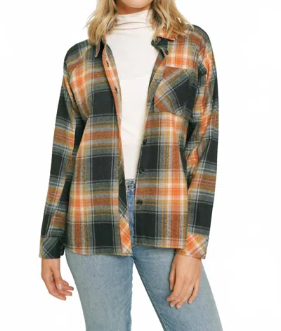 Mystree Washed Flannel Shirt In Black In Multi