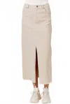 Mystree Washed Front Slit Skirt In Oatmeal In Neutral