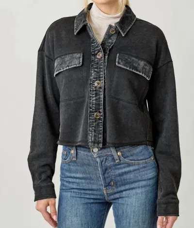 Mystree Washed Terry Cropped Jacket In Black