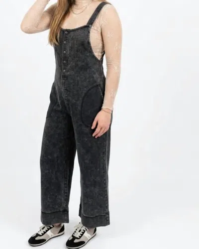 Mystree Washed Thermal Jumpsuit In Black In Multi