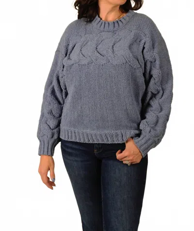 Mystree Waves Of Warmth Long Sleeve Sweater In Blue In Gray