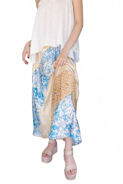 Mystree Wildflower Dreams Mixed Floral Midi Skirt In Purple In White