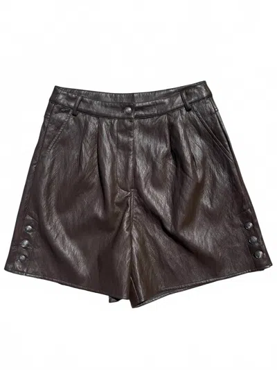 Mystree Women's Faux Leather Shorts In Chocolate In Gold