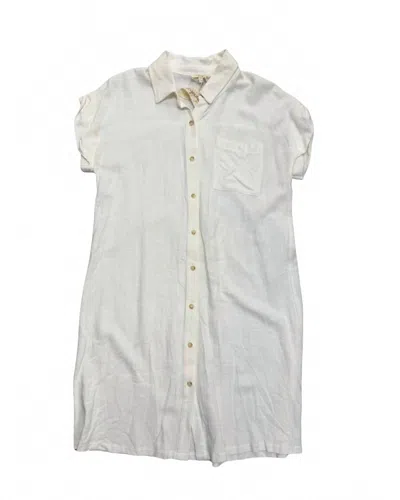 Mystree Women's Linen Short Sleeve Dress In White