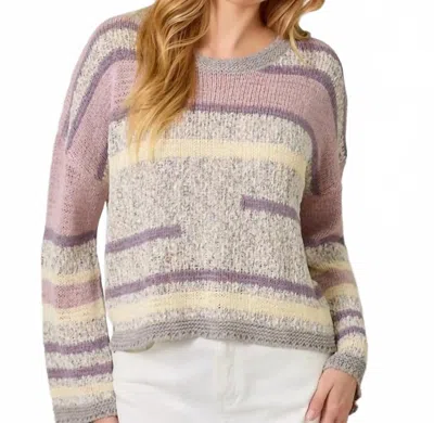 Mystree Women's Multicolor Stripe Sweater In Purple