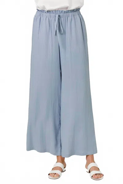Mystree Women's Waist Linen Wide Leg Pants In Denim Blue In Multi