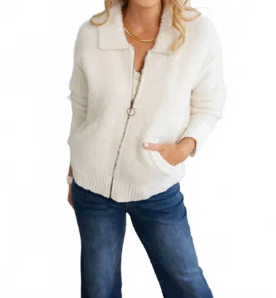 Mystree Zip-up Sweater Jacket In Ivory In Neutral