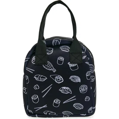Mytagalongs Abstract Checkered Foodie Tote Bag In Black/white Sushi