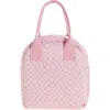 Mytagalongs Abstract Checkered Foodie Tote Bag In Burgundy