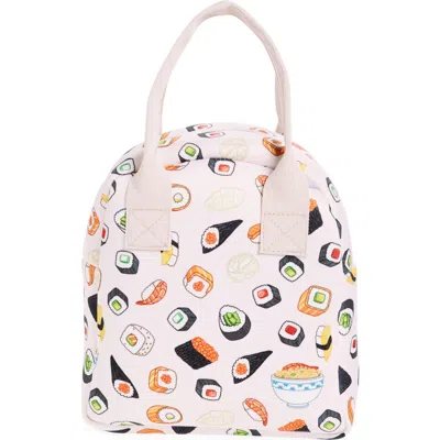 Mytagalongs Abstract Checkered Foodie Tote Bag In Pink Sushi Multi