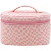 Mytagalongs Allure Cosmetic Case In Abstract Check Pink