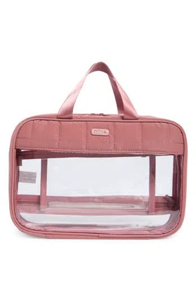 Mytagalongs Box Quilted Clear Toiletry Case In Pink