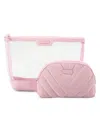 Mytagalongs Chevron 2-in-1 Cosmetic Pouch In Pink
