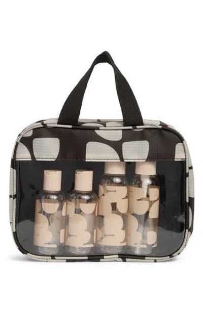 Mytagalongs Clear Toiletry Bag With 6 Bottles In Purple