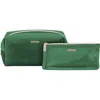 Mytagalongs Cosmetic Loaf Bag & Brush Pouch Set In Emerald