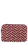 Mytagalongs Double Detachable Pouch In Geometric Print Plum