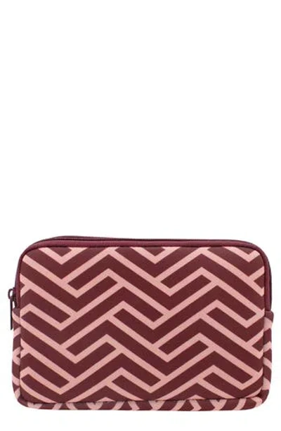 Mytagalongs Double Detachable Pouch In Geometric Print Plum