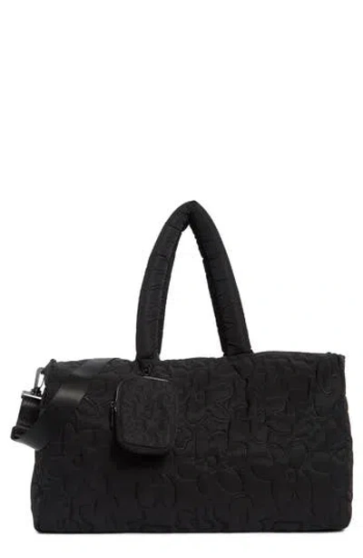 Mytagalongs Floral Quilted Duffle With Trolley Pass Pocket In Black