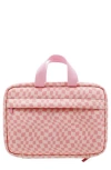 Mytagalongs Floral Toiletry Bag In Abstract Check Pink