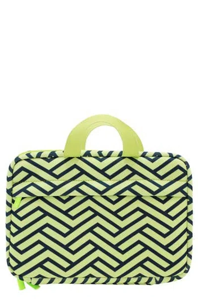 Mytagalongs Floral Toiletry Bag In Geometric Print Lime
