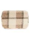 Mytagalongs Hazel Plaid Faux Shearling Cosmetic Pouch In Beige