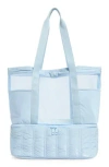 Mytagalongs Insulated Cooler Base Mesh Tote In Blue