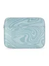 Mytagalongs Kyoto Swirl Print Faux Fur Lined Laptop Sleeve In Blue