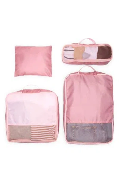 Mytagalongs Noa Set Of 4 Modular Packing Pouch & Cubes In Pink