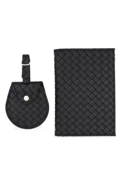 Mytagalongs Woven Passport Case & Luggage Tag In Black