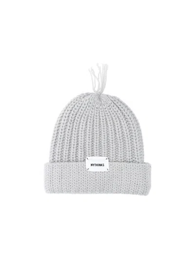 Mythinks Chunky Knit Beanie Hat With Cuff And Tassel In Grey