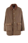 Mythinks Fur Collar Buttoned Jacket In Brown