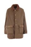 Mythinks Fur Collar Buttoned Jacket In Mocha