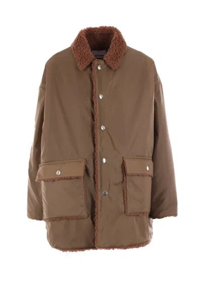 Mythinks Fur Collar Buttoned Jacket In Mocha