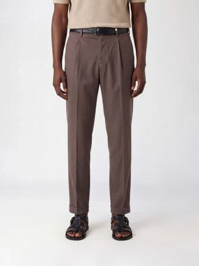 Myths Slim Fit Wool Fresco Trousers In Brown