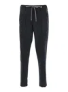 Myths Black Pants With Elastic Drawstring Waist In Linen Blend Man In Black