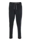Myths Black Pants With Elastic Drawstring Waist In Linen Blend Man
