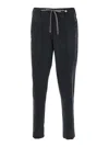 Myths Black Pants With Elastic Drawstring Waist In Linen Blend Man In Black