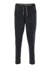 Myths Black Pants With Elastic Drawstring Waist In Linen Blend Man In Black