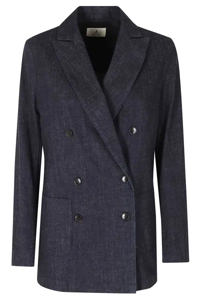Myths Blue Double-breasted Denim Jacket In Gray