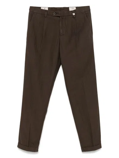 Myths Brown Cotton Linen Blended Trousers