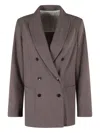 Myths Double-breasted Patch-pocket Blazer In Brown