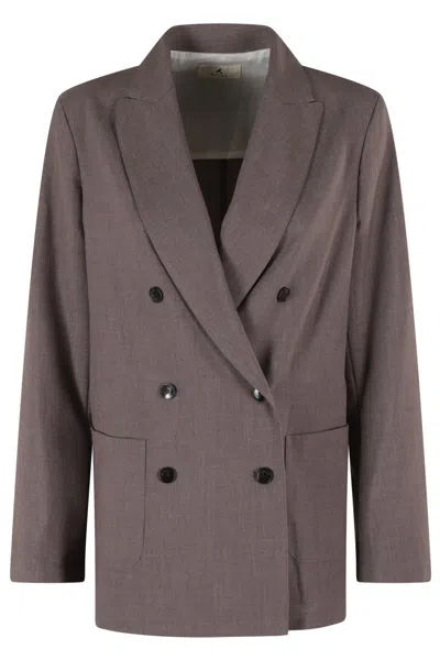 Myths Double-breasted Taupe Blazer In Gray
