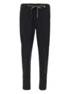 Myths Black Pants With Elastic Drawstring Waist In Linen Blend Man
