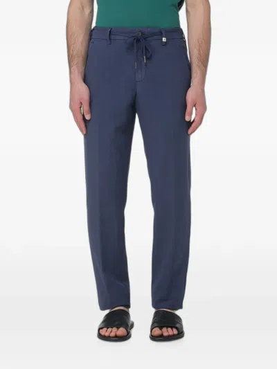Myths Drawstring-waist Twill Chino Pants In Blue
