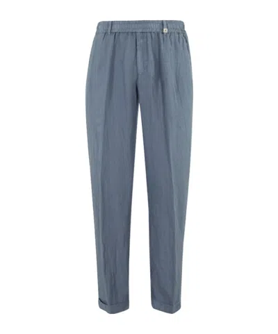 Myths Elastic Waist Casual Pants In Blue