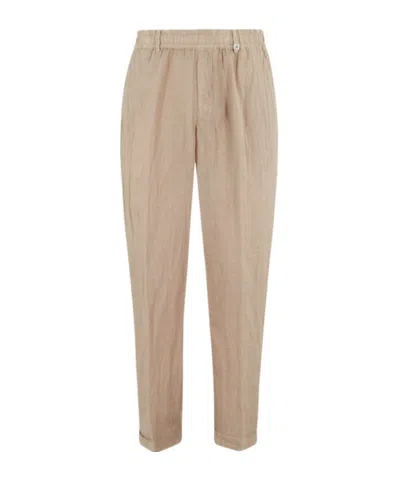 Myths Elastic Waist Casual Pants In Nude