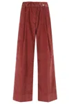 Myths Elasticized Corduroy Trousers With Straight Leg Design In Brown